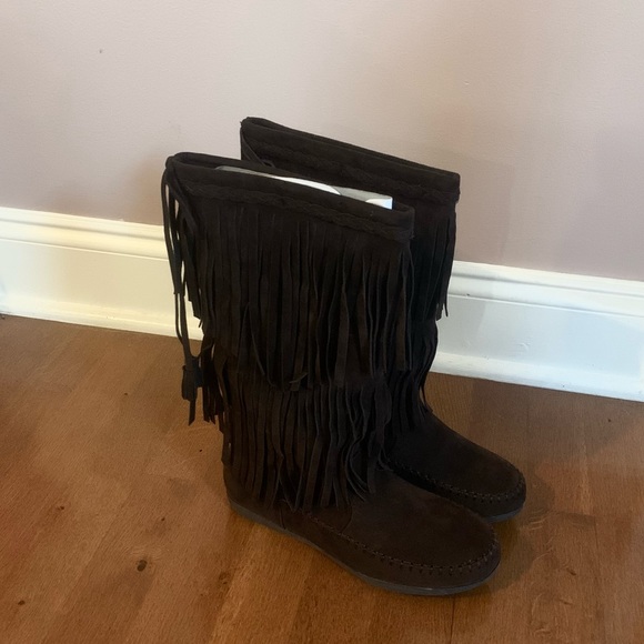 FLAH SALE ‼️New Rampage Fringe Boots Brown Size 7 - Picture 2 of 9